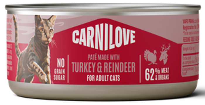 Carnilove® Paté Can Turkey & Reindeer for Adult Cats 100gr